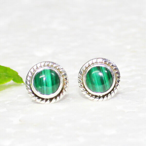 925 Sterling Silver Malachite Earrings Handmade Jewelry Gemstone Birthstone Earrings