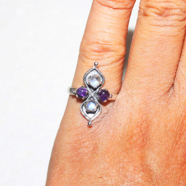 925 Sterling Silver Multi Stone Ring Handmade Jewelry Gemstone Birthstone Ring hand picture