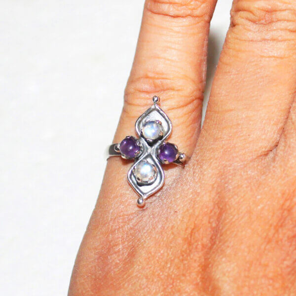 925 Sterling Silver Multi Stone Ring Handmade Jewelry Gemstone Birthstone Ring hand picture