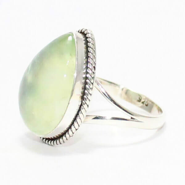 925 Sterling Silver Prehnite Ring Handmade Jewelry Gemstone Birthstone Ring side picture