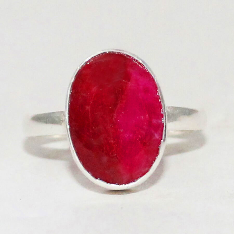 925 Sterling Silver Ruby Ring, Handmade Jewelry, Gemstone Birthstone Jewelry, Gift For Women