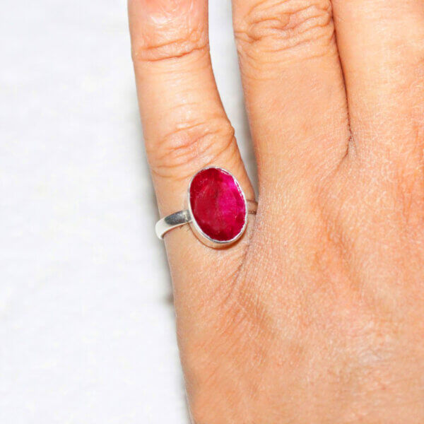 925 Sterling Silver Ruby Ring Handmade Jewelry Gemstone Birthstone Ring hand picture