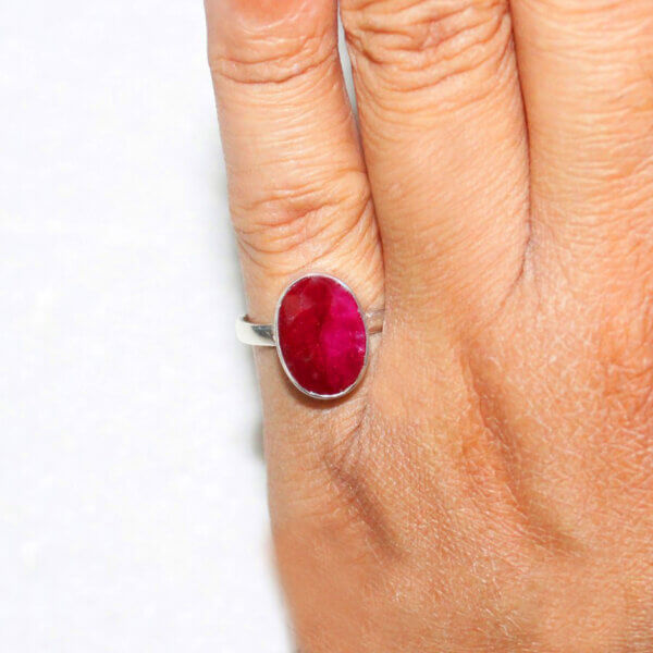 925 Sterling Silver Ruby Ring Handmade Jewelry Gemstone Birthstone Ring hand picture