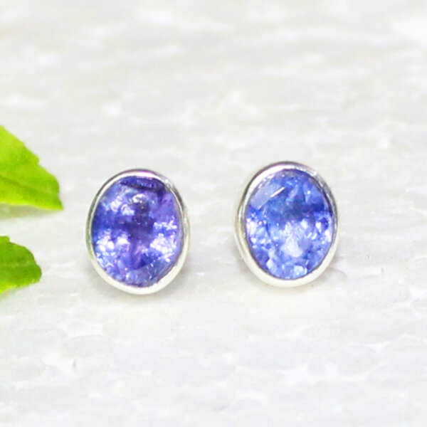 925 Sterling Silver Tanzanite Earrings Handmade Jewelry Gemstone Birthstone Earrings front picture