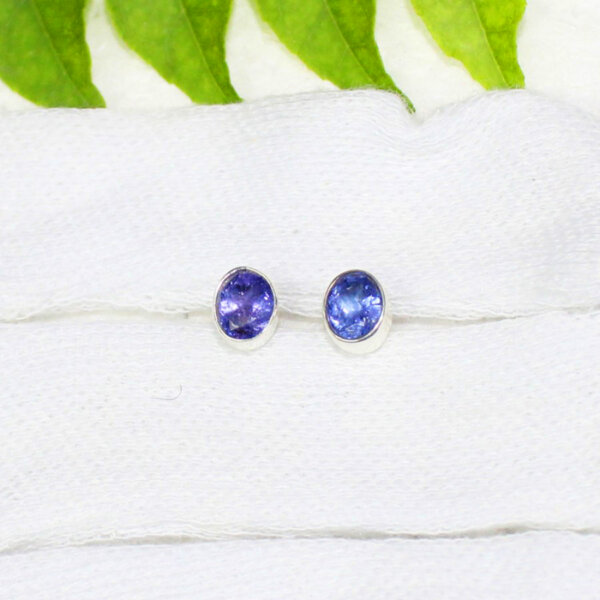 925 Sterling Silver Tanzanite Earrings Handmade Jewelry Gemstone Birthstone Earrings hand picture