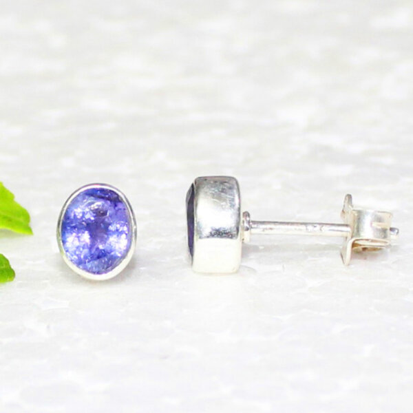 925 Sterling Silver Tanzanite Earrings Handmade Jewelry Gemstone Birthstone Earrings side picture