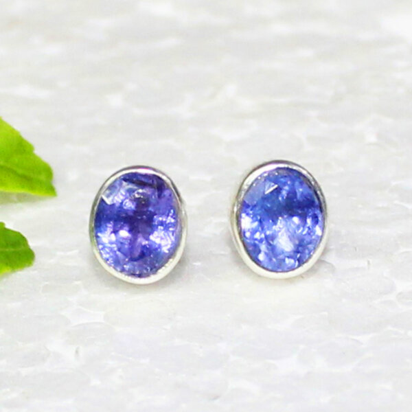 925 Sterling Silver Tanzanite Earrings Handmade Jewelry Gemstone Birthstone Earrings front picture