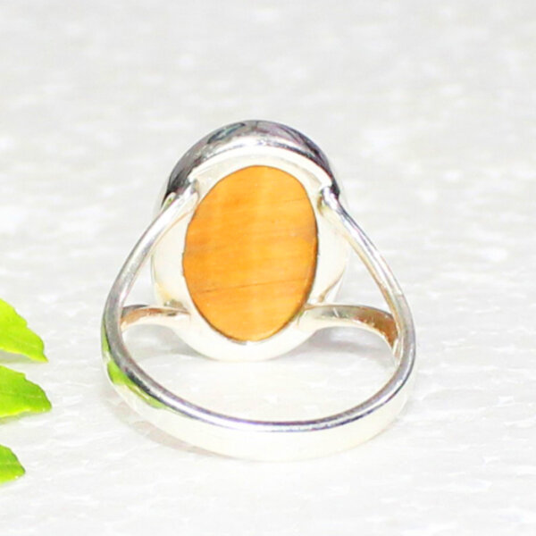 925 Sterling Silver Tiger Eye Ring Handmade Jewelry Gemstone Birthstone Ring back picture