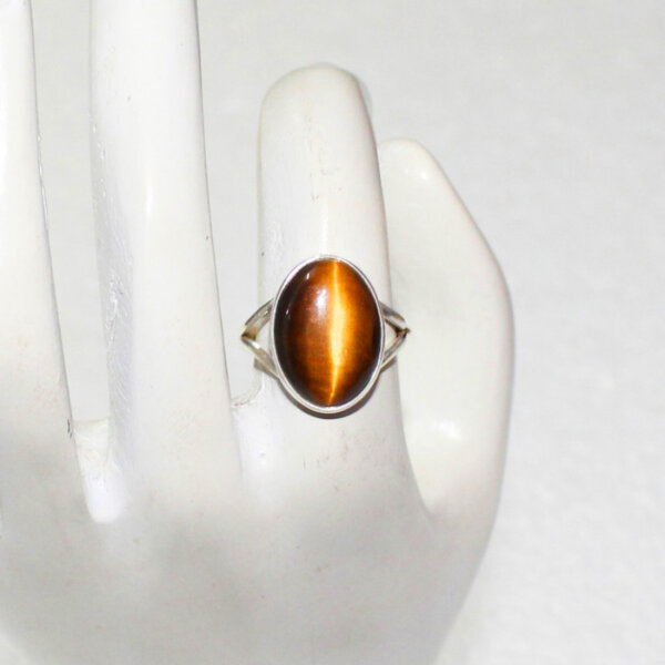 925 Sterling Silver Tiger Eye Ring Handmade Jewelry Gemstone Birthstone Ring hand picture