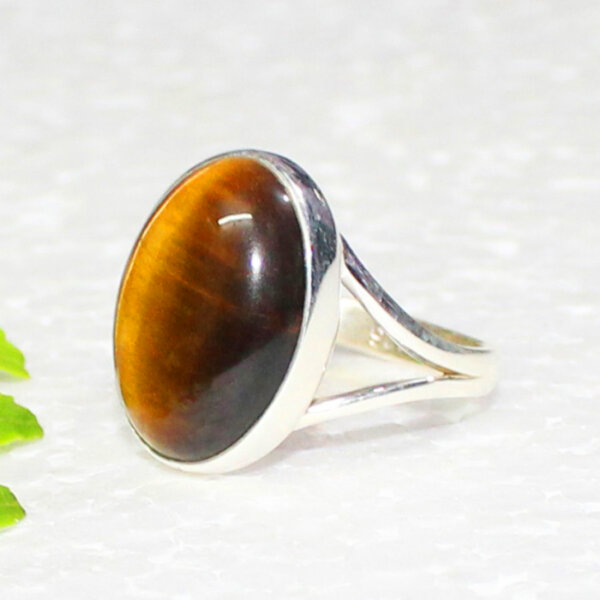 925 Sterling Silver Tiger Eye Ring Handmade Jewelry Gemstone Birthstone Ring side picture