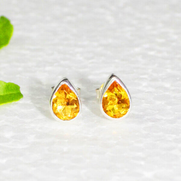 925 Sterling Silver Citrine Earrings Handmade Jewelry Gemstone Birthstone Earrings front picture