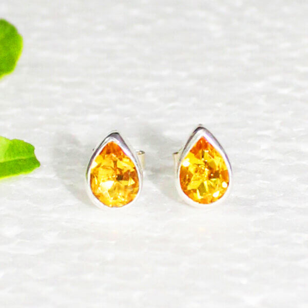 925 Sterling Silver Citrine Earrings Handmade Jewelry Gemstone Birthstone Earrings front picture