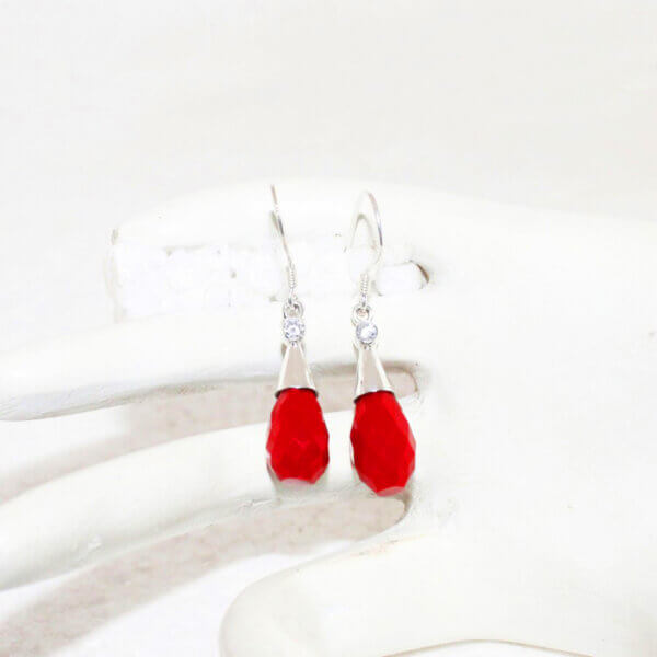 925 Sterling Silver Coral Earrings Handmade Jewelry Gemstone Birthstone Earrings hand picture