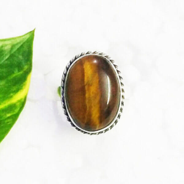 925 Sterling Silver Tiger Eye Ring Handmade Jewelry Gemstone Birthstone Ring front picture