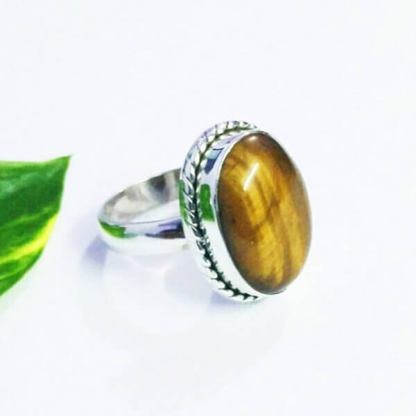 925 Sterling Silver Tiger Eye Ring Handmade Jewelry Gemstone Birthstone Ring side picture