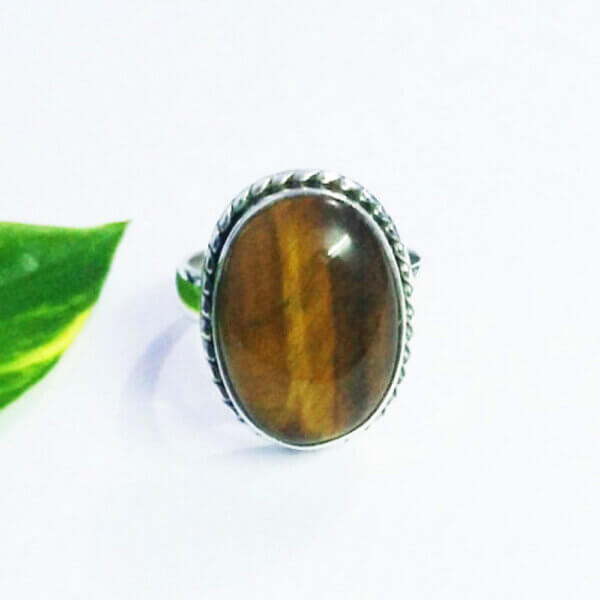 925 Sterling Silver Tiger Eye Ring Handmade Jewelry Gemstone Birthstone Ring front picture